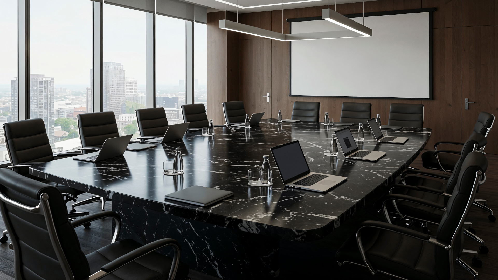 Corporate boardroom with integrated AV and video conferencing